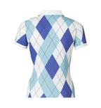 Ladies Zip Polo - Blue Harlequin
