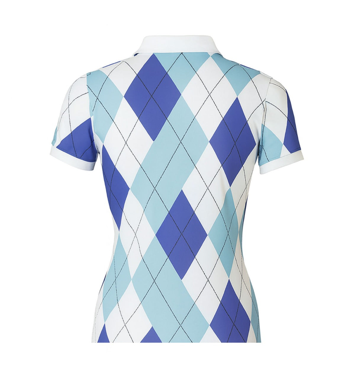Ladies Zip Polo - Blue Harlequin