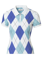 Ladies Zip Polo - Blue Harlequin
