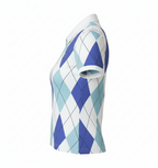 Ladies Zip Polo - Blue Harlequin