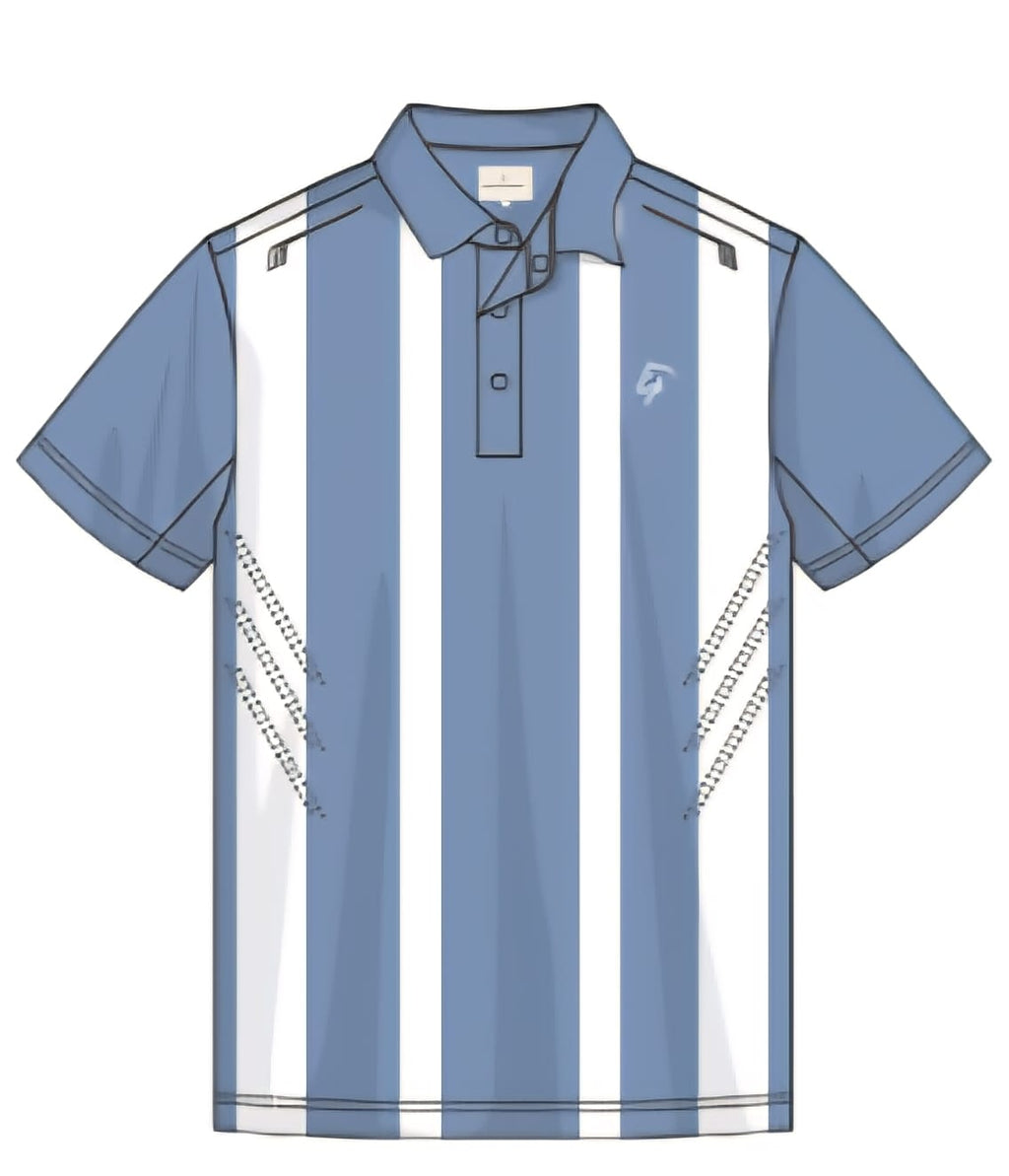 Men’s Premium Polo - Blue/ White Lines
