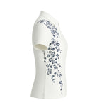 Ladies Zip Polo - White Floral