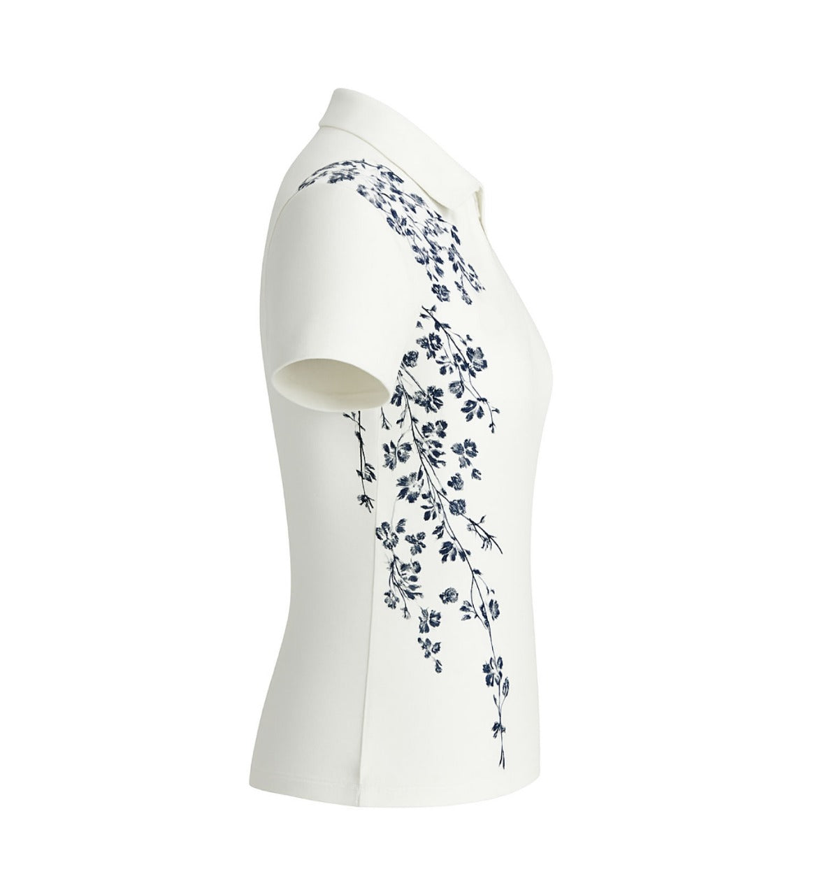 Ladies Zip Polo - White Floral