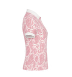 Ladies Sleeveless Zip Polo - Pink Paisley