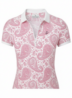 Ladies Sleeveless Zip Polo - Pink Paisley
