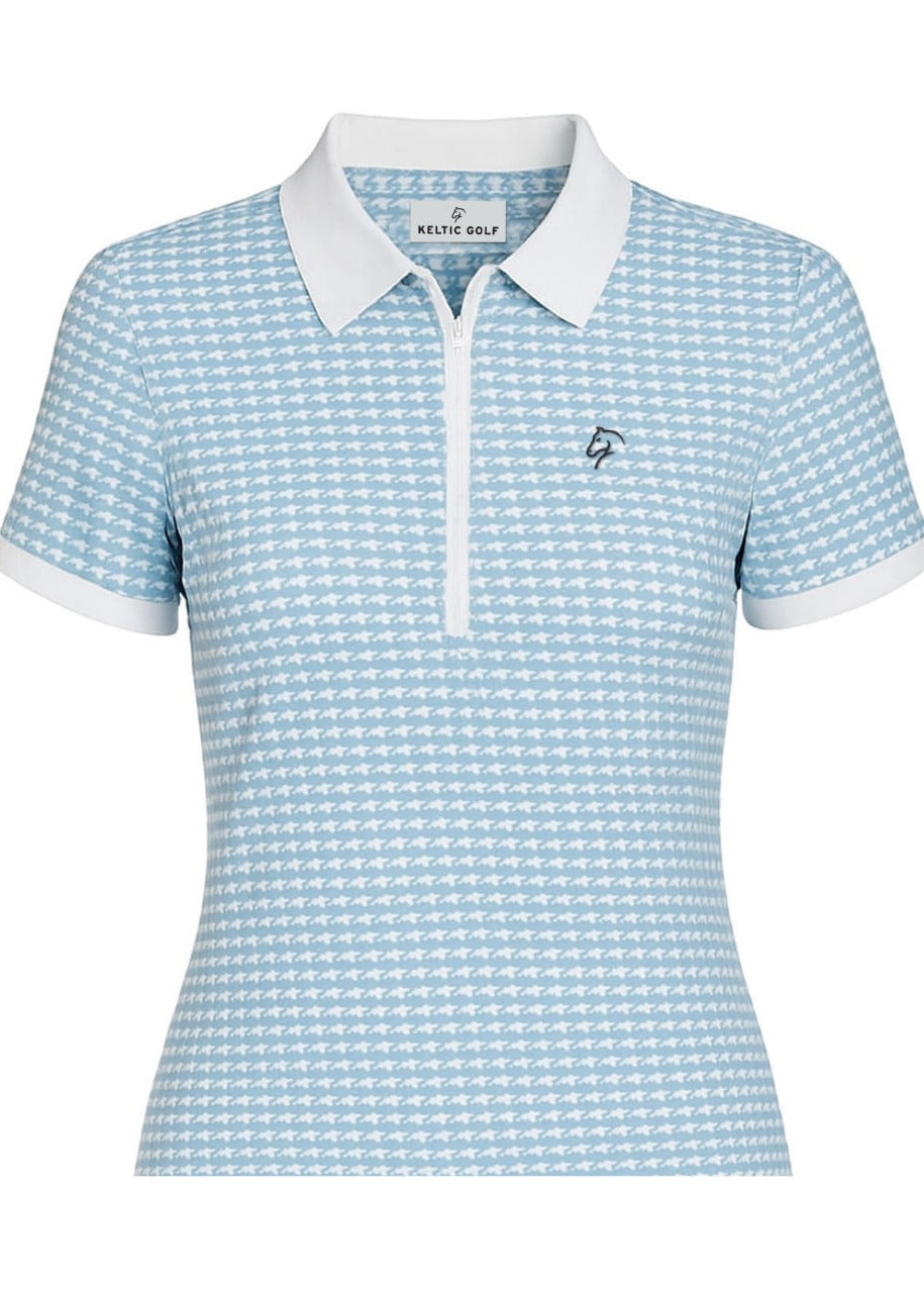 Ladies Zip Polo - Iced Blue
