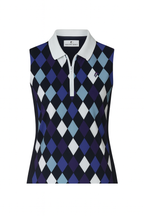 Ladies Zip Polo - Navy Harlequin