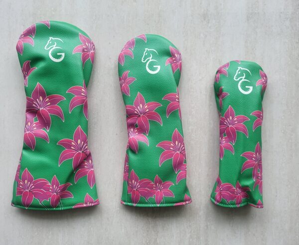 Head Covers - Green + Pink Floral