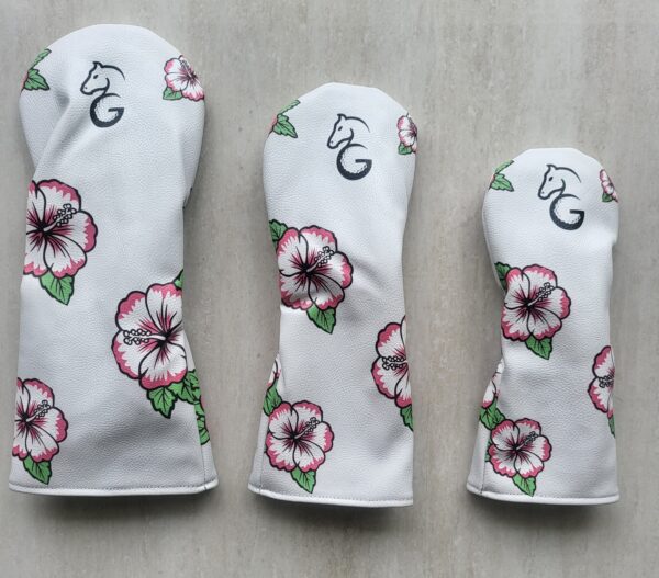 Head Covers - White Hibiscus