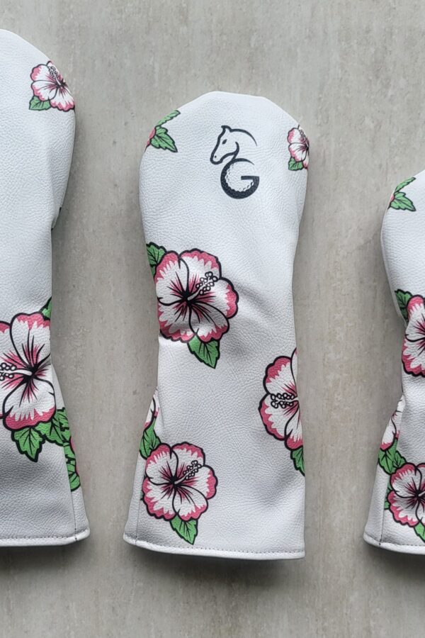 Head Covers - White Hibiscus
