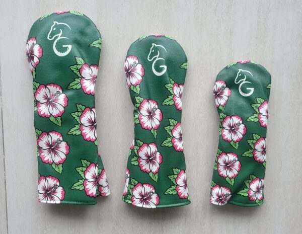 Head Covers - Green Hibiscus