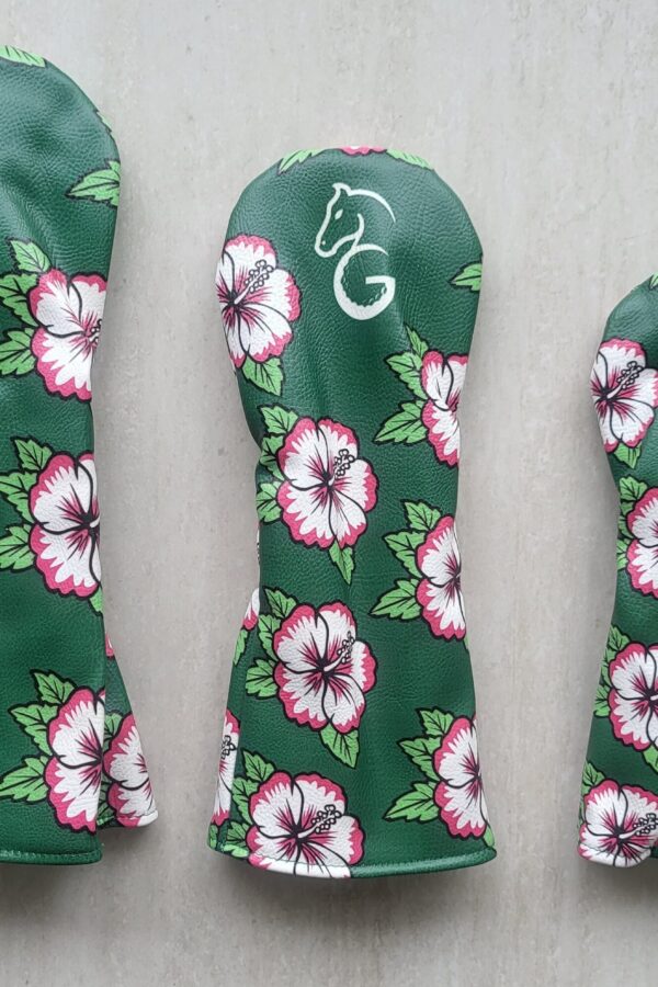 Head Covers - Green Hibiscus