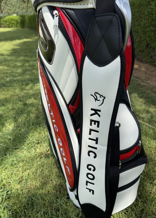 Golf Cart Bag - Red & White PU Leather