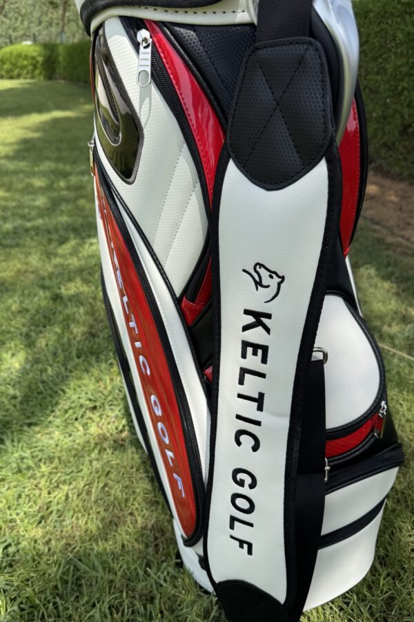Golf Cart Bag - Red & White PU Leather