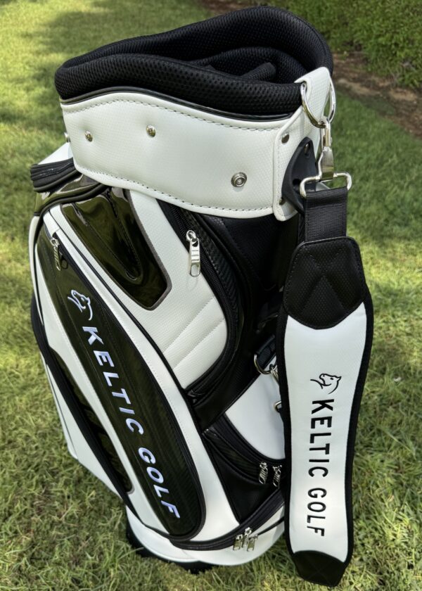 Golf Cart Bag - Black & White PU Leather