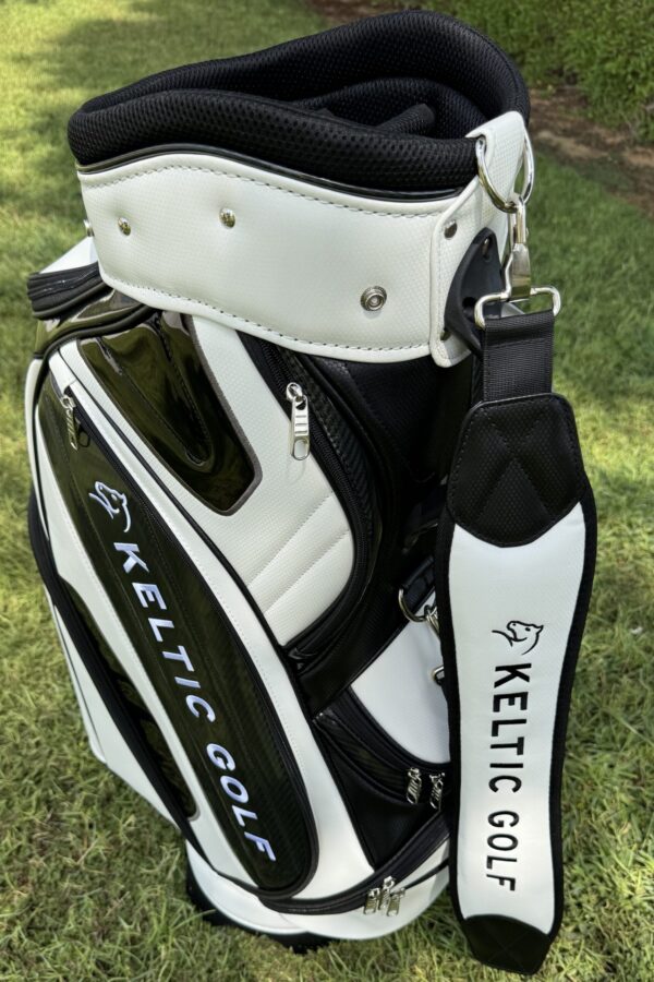 Golf Cart Bag - Black & White PU Leather